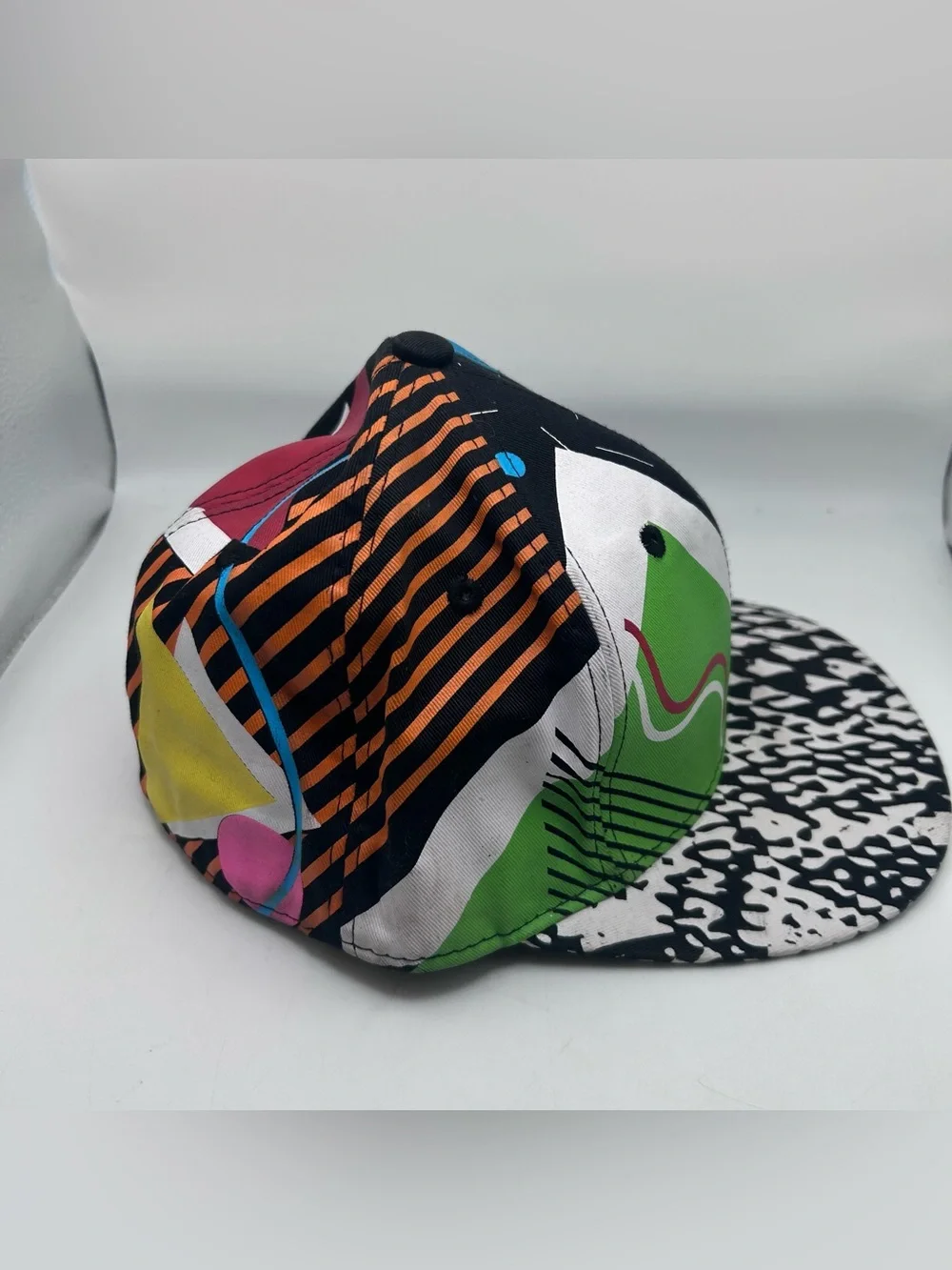Vintage Neff Hat Retro 80s Patchwork Abstract Multicolor Cotton Sz Medium 7 3/8